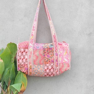 Gesteppte Baumwollpatch Arbeit Reversible große mehrfarbige Patch Einkaufstasche Umweltfreundliche nachhaltige robuste Einkaufstasche handgemachte Boho Tasche