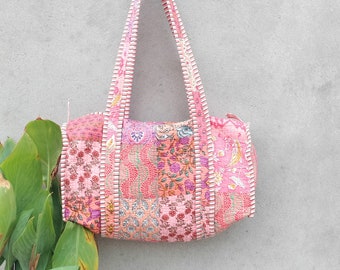 Gewatteerd katoenen patchwerk Omkeerbaar Grote veelkleurige patch Tote Bag Eco-vriendelijk Duurzaam Stevig Boodschappen doen Handgemaakte Boho-tas