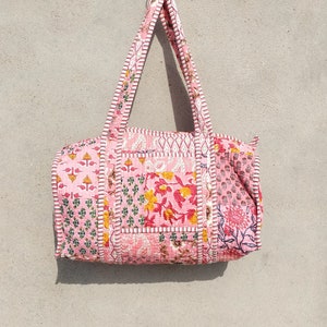 Gesteppte Baumwollpatch Arbeit Reversible große mehrfarbige Patch Einkaufstasche Umweltfreundliche nachhaltige robuste Einkaufstasche handgemachte Boho Tasche