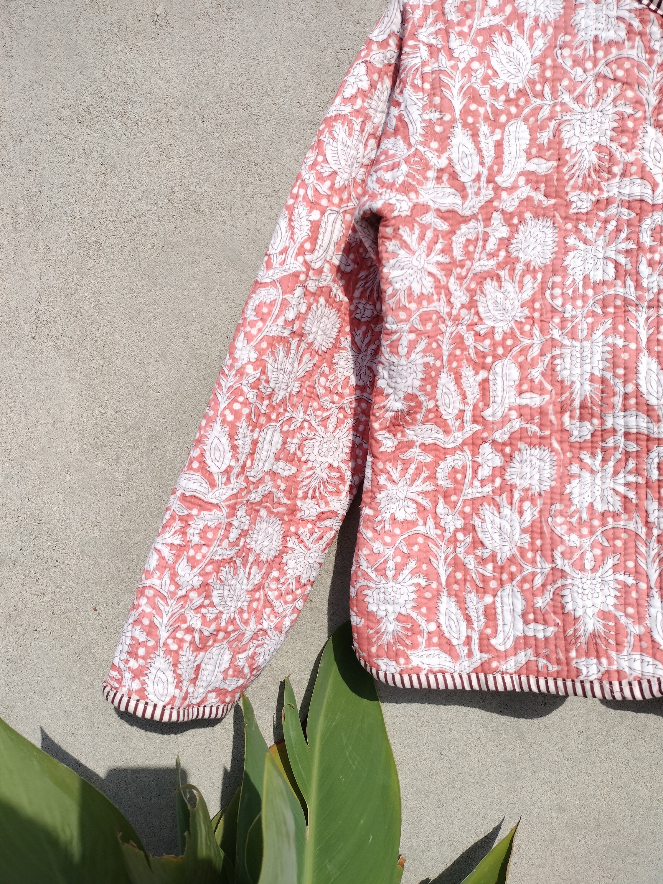 Hand Block Print Cotton Jacket: Reversible Indian Quilted Coat