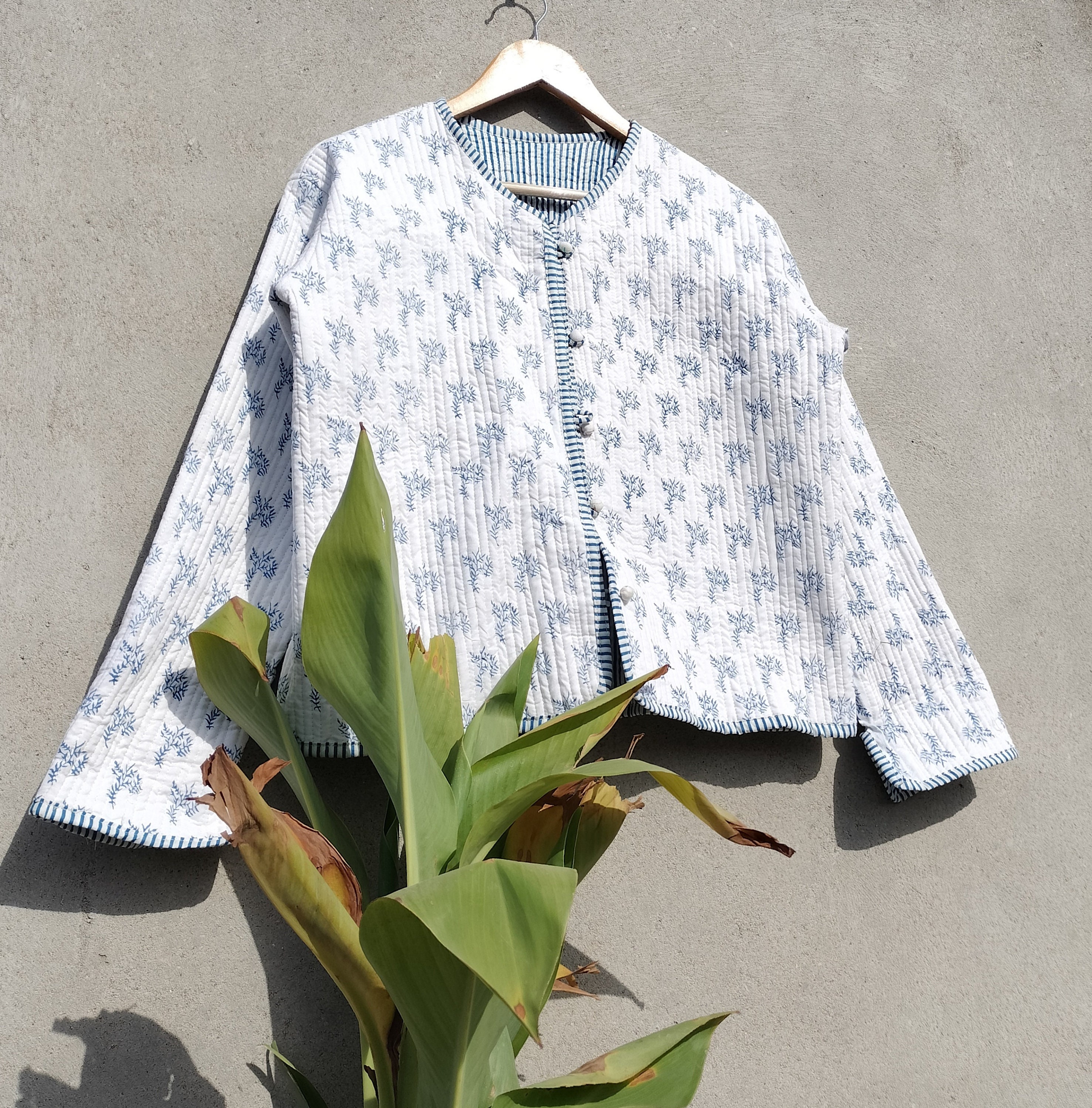 Handmade Indian Block Print Quilted Cotton Jacket - Etsy New Zealand