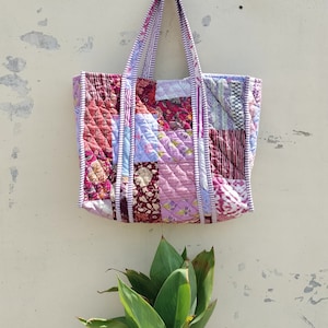 Sac cabas de travail en coton patchwork sac réversible sac cabas matelassé fait main kantha tots femmes cabas