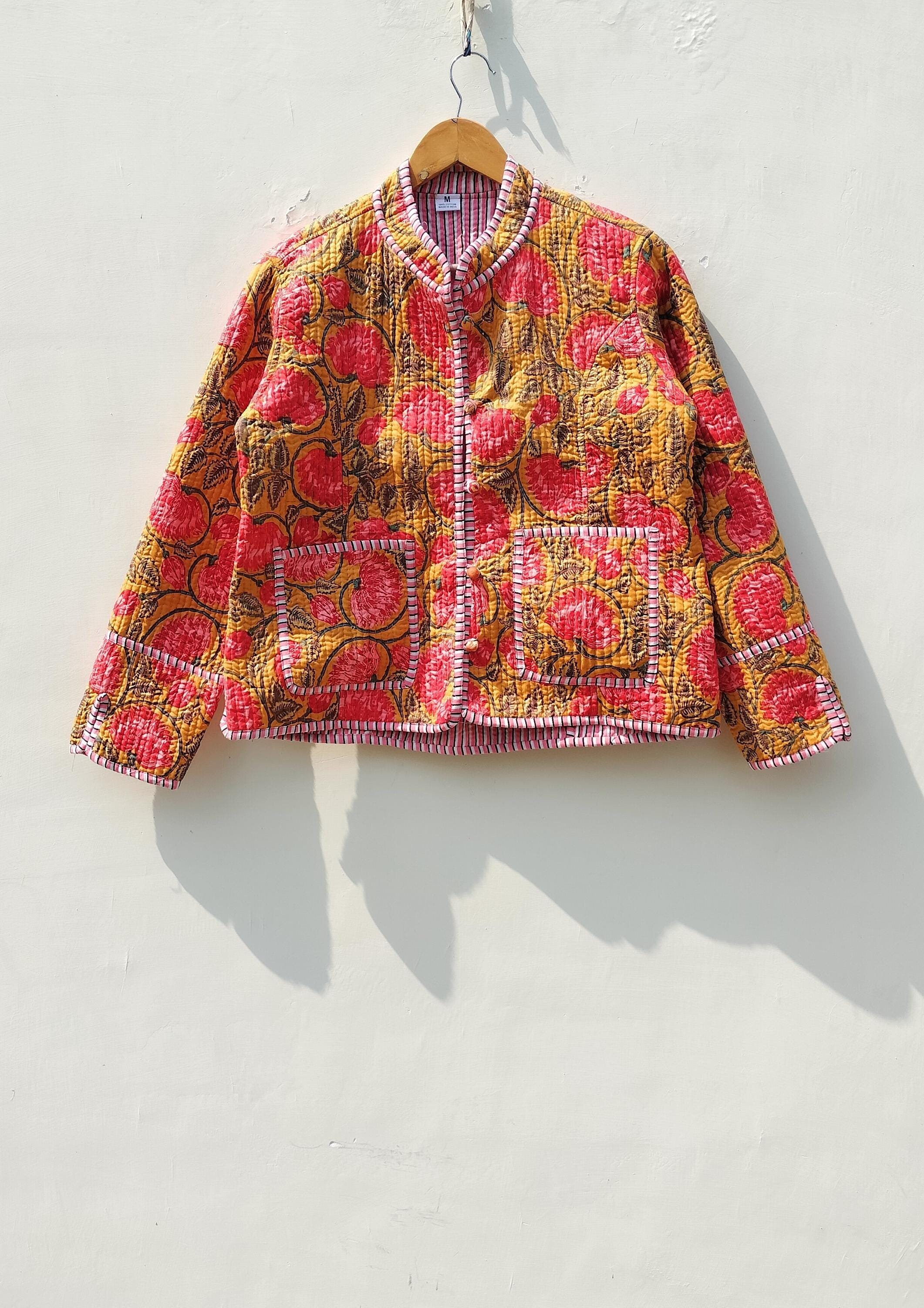 Block Printed Quilted Jacket: Handmade Boho Indian Coat - Etsy
