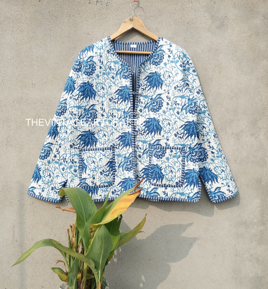 BLOCK PRINT JACKET Cotton Women's Quilted Jacket Block Etsy