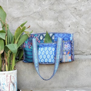 Sac fourre-tout de voyage indien fait main patch travail sac à bandoulière cabas femmes vêtements sac réversible sac matelassé sac de grande taille