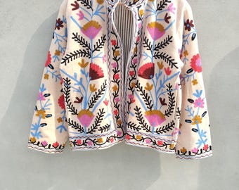 Indian Handamade Velvet TNT Embroidery Jacket : Suzani Jacket