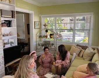 Reine Baumwolle Handbedruckt Haus Robe Sommer Kimono | Floral Strand Vertuschung/bequeme Mutterschaft Mama | Frühlings-Senf-gelbe botanische tropische Blüte
