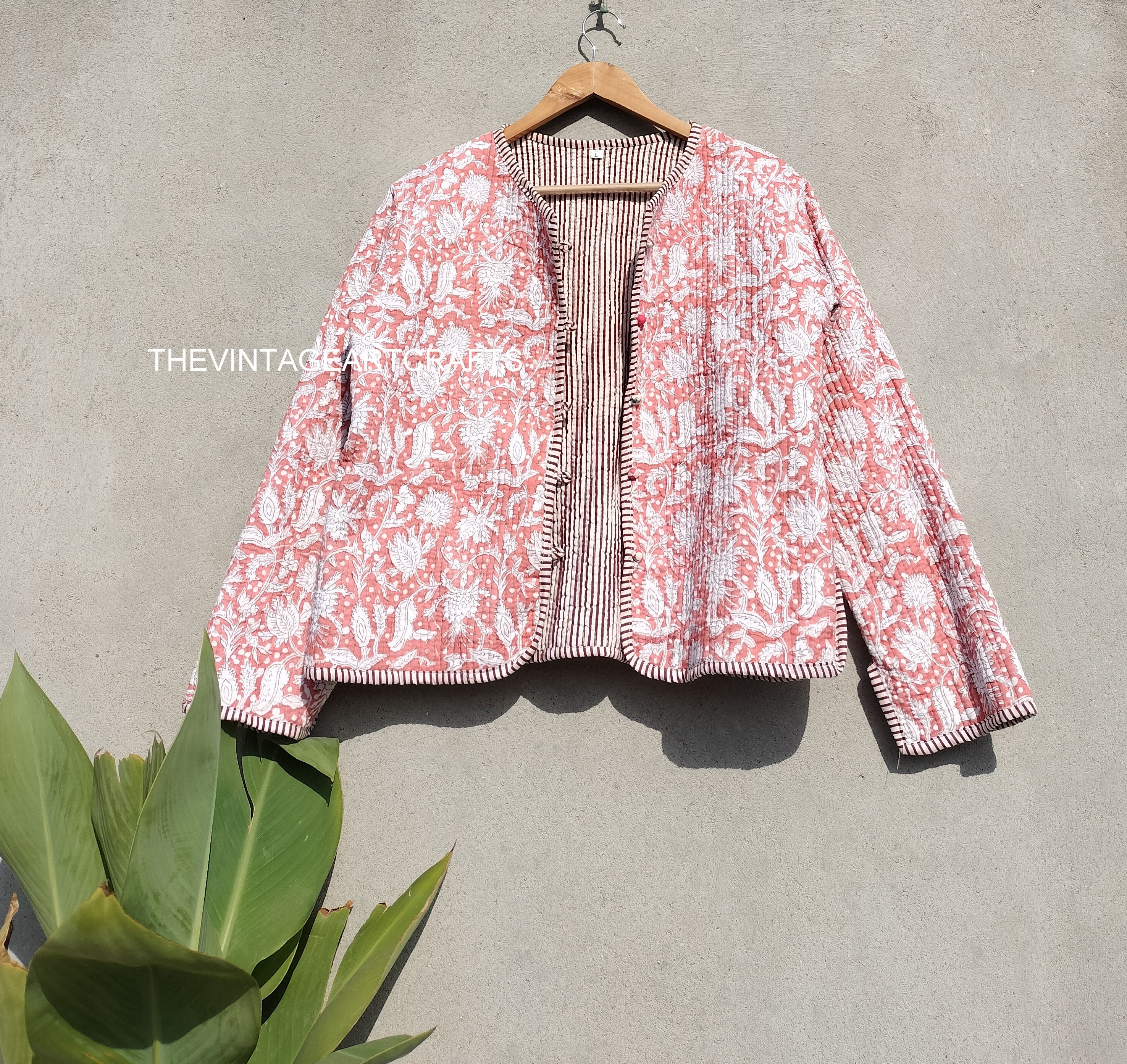 AMERI ★ INDIA BLOCK PRINT JACKET Hand Block Print Cotton Jacket: Reversible Indian Quilted Coat