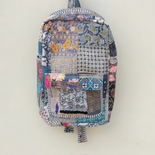 Handmade Cotton Patchwork Quilted Backpack: Travel Bag - Etsy display picture 1