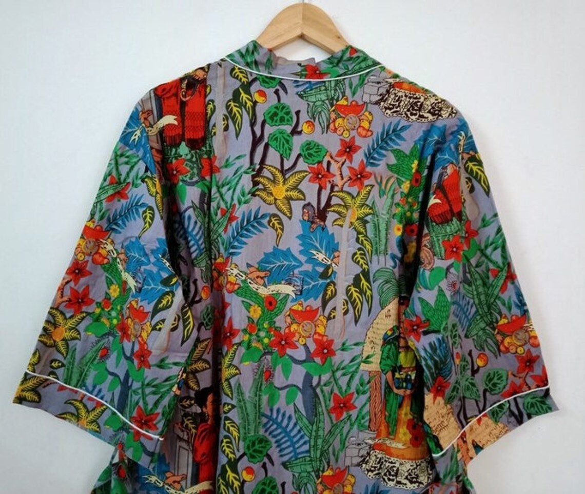 Kimono Robe Dressing Gown Vintage Style 100 Cotton Kimono Etsy