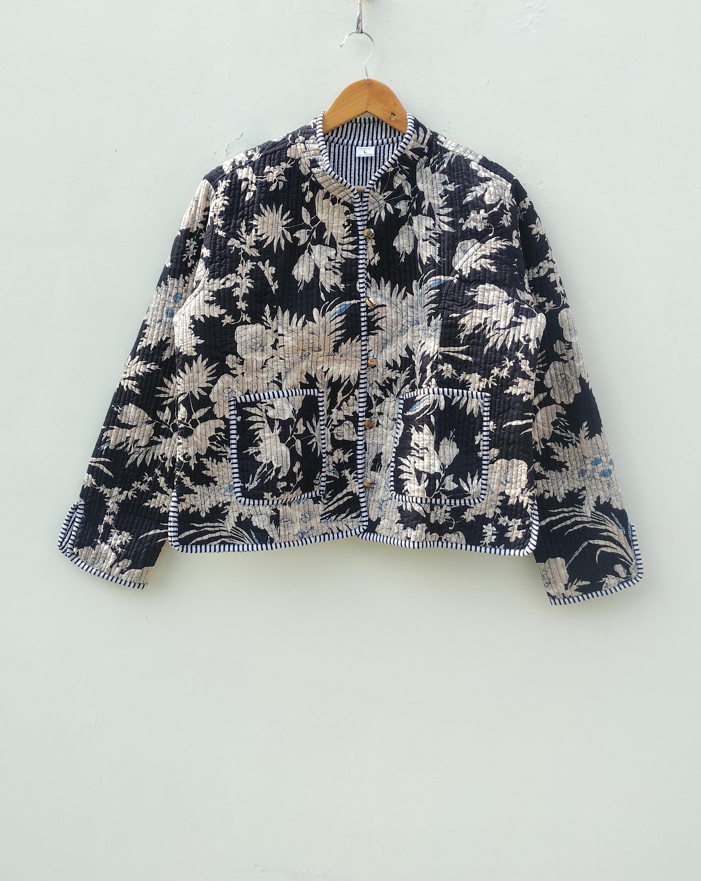 AMERI ★ INDIA BLOCK PRINT JACKET Handmade Quilted Cotton Jacket: Indian Block Print Reversible