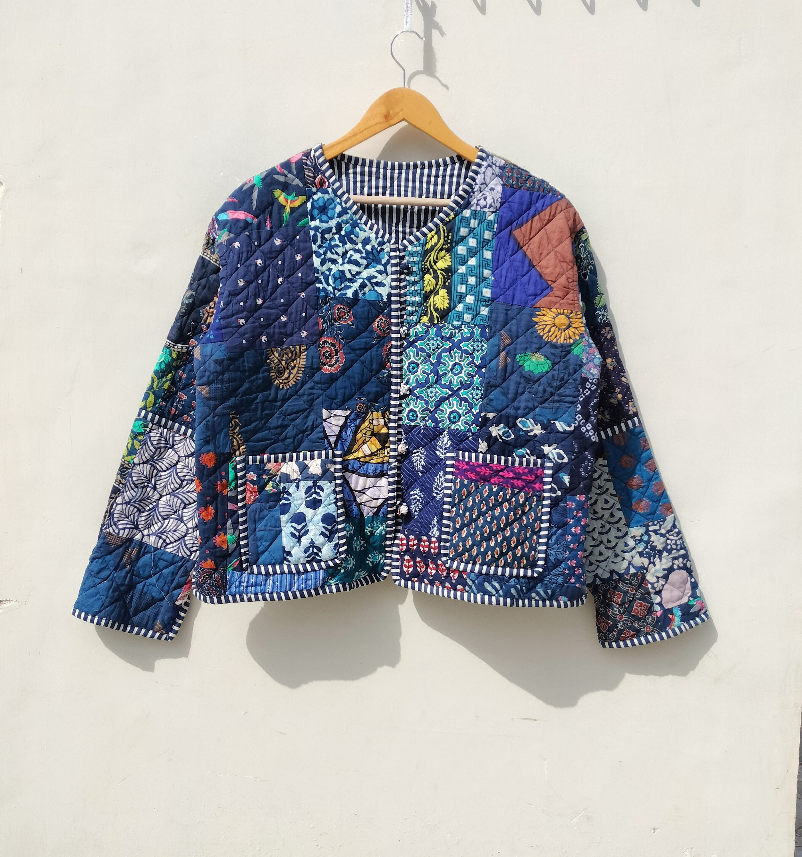 Handmade Cotton Patchwork Quilted Jacket: Reversible Boho Coat - Etsy