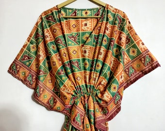 floral silk kaftan African style full length embleshed caftan dress for woman girls Indian Handmade  Caftan Beach Wear Swimwear