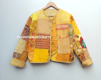 Cappotto da giacca Boho fatto a mano in cotone 100%, cappotto ricamato da donna, giacca hippie, giacca da lavoro Aari con stampa elefante, cappotto da giacca vintage