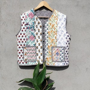 Hand Made Patchwork Jackets, Indian Cotton Handmade Winter Jacket Coat, Bohemian Style Jacket, Unisex Short Quilted Kantha Jacket zdjęcie 4