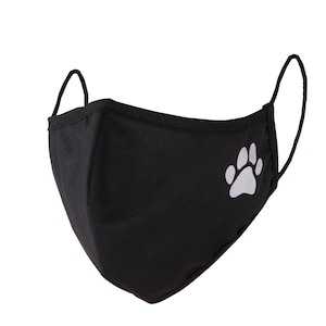 Mouth and nose mask makeshift face mask fabric mask black washable mask dog cat motif paws 100% cotton