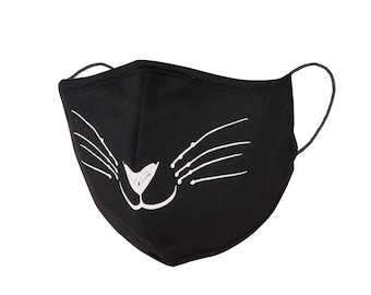 3pcs Mouth Nose Mask Makeshift Mouthguard Fabric Mask Motif Cat Cotton Black or White