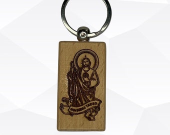 Custom Saint Jude keychain, San Judas Tadeo Llavero,Personalized Engraving Included