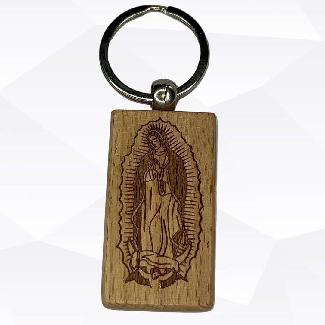 1PC Catholic Religious Business Key Ring Virgin Mary San Judas Tadeo St.  Benedict Black Metal PU Leather Keychain for Men