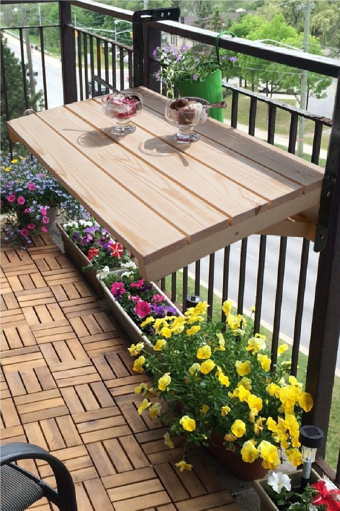 Folding Balcony Table Wood Tea Table Wooden Folding Table Etsy