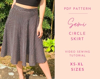 PDF Sewing Pattern Semi - Circle Skirt For Women/ DIY Skirt / Digital Pattern Double Split Skirt / Printable Sewing Pattern