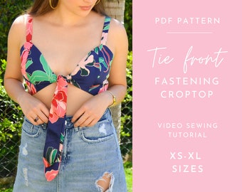 Patrón de costura en PDF para top corto para mujer/ Top DIY/ Patrón digital/ Patrón de costura imprimible