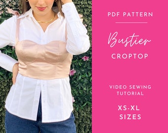 Patrón de costura en PDF para corsé/bustier para mujer/top DIY/patrón de costura digital/top corto/patrón de costura imprimible