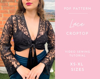 Patrón de costura PDF de top corto para mujer/Top DIY/Patrón digital/Patrón de costura imprimible