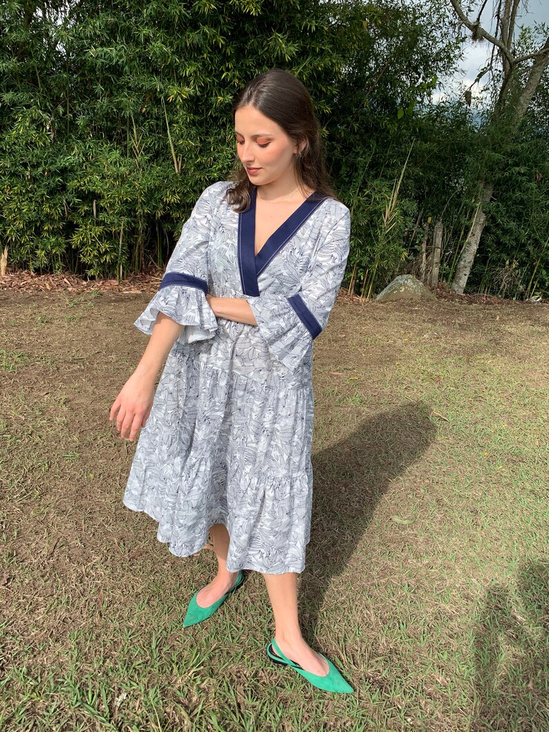 Print Pattern Trumpet Women Long Robe