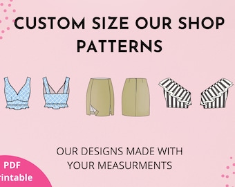 PATRÓN DE TALLA PERSONALIZADA / patrón de costura imprimible pdf: haré cualquier patrón de nuestra tienda con sus medidas
