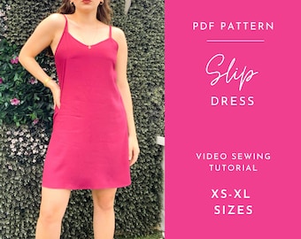 Patrón de costura en PDF para vestido lencero para mujer/Vestido DIY/Patrón digital/Patrón de costura imprimible