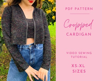 Patrón de costura PDF de cárdigan corto para mujer / Cárdigan DIY / Patrón digital / Patrón de costura imprimible