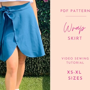 PDF Schnittmuster Wickelrock Frauen / DIY Rock / Digitales Schnittmuster Wickelrock / Druckbares Schnittmuster
