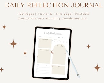 Daily Reflection Diary | Digital Planner | Printable Journal Pages | iPad Journal | Notability, Goodnotes Compatible | Thoughtful Journaling