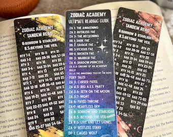 Reading Order Guide and Tandem Read bookmarks for  ZA Zodiac book series