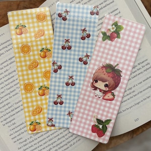 Joli trio de fruits écossais de marque-pages, cadeau livresque pour amoureux des livres, fraise cerise orange