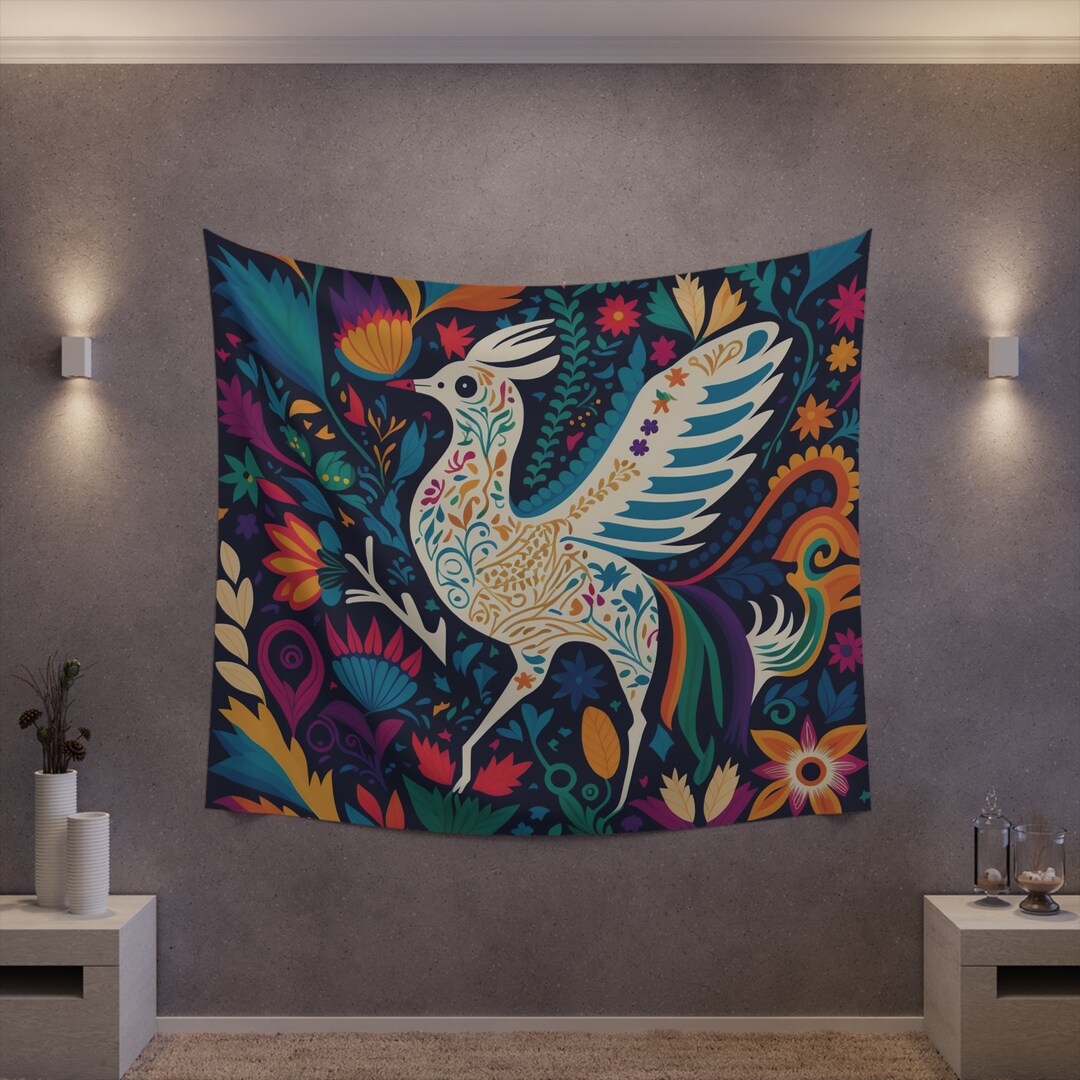 Wall Tapestries Mexican Folk Art Otomi Pattern Canvas Etsy