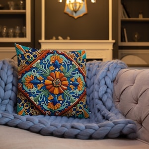 Throw Pillow - Pillow Mexican Art| Lumbar Throw pillow | Mexican Room Decor| Throw Pillow Washable