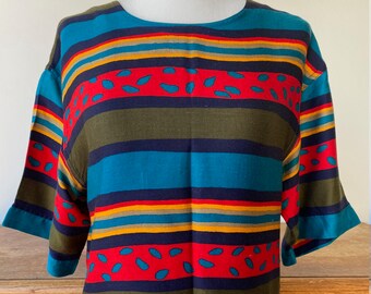 Vintage 80s 90s Funky Wild Novelty Print T-Shirt Tee by Chaus Size Small