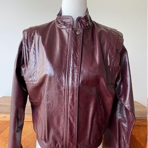 Vintage 80s Burgundy Leather Jacket image 1