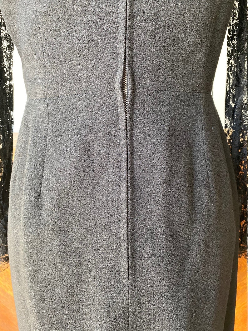 Vintage Hand Sewn Black Dress with Lace