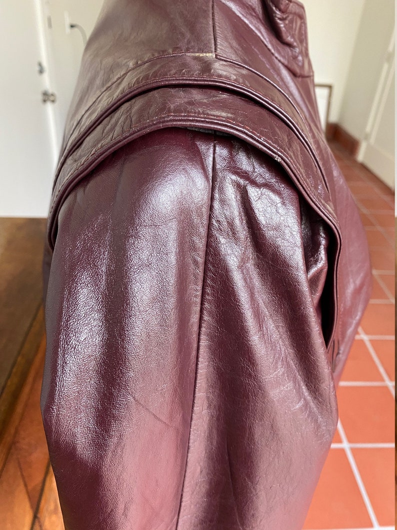 Vintage 80s Burgundy Leather Jacket image 2