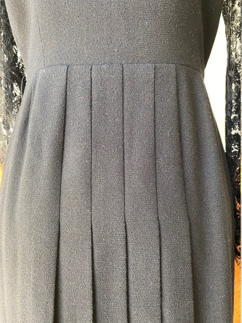 Vintage Hand Sewn Black Dress with Lace
