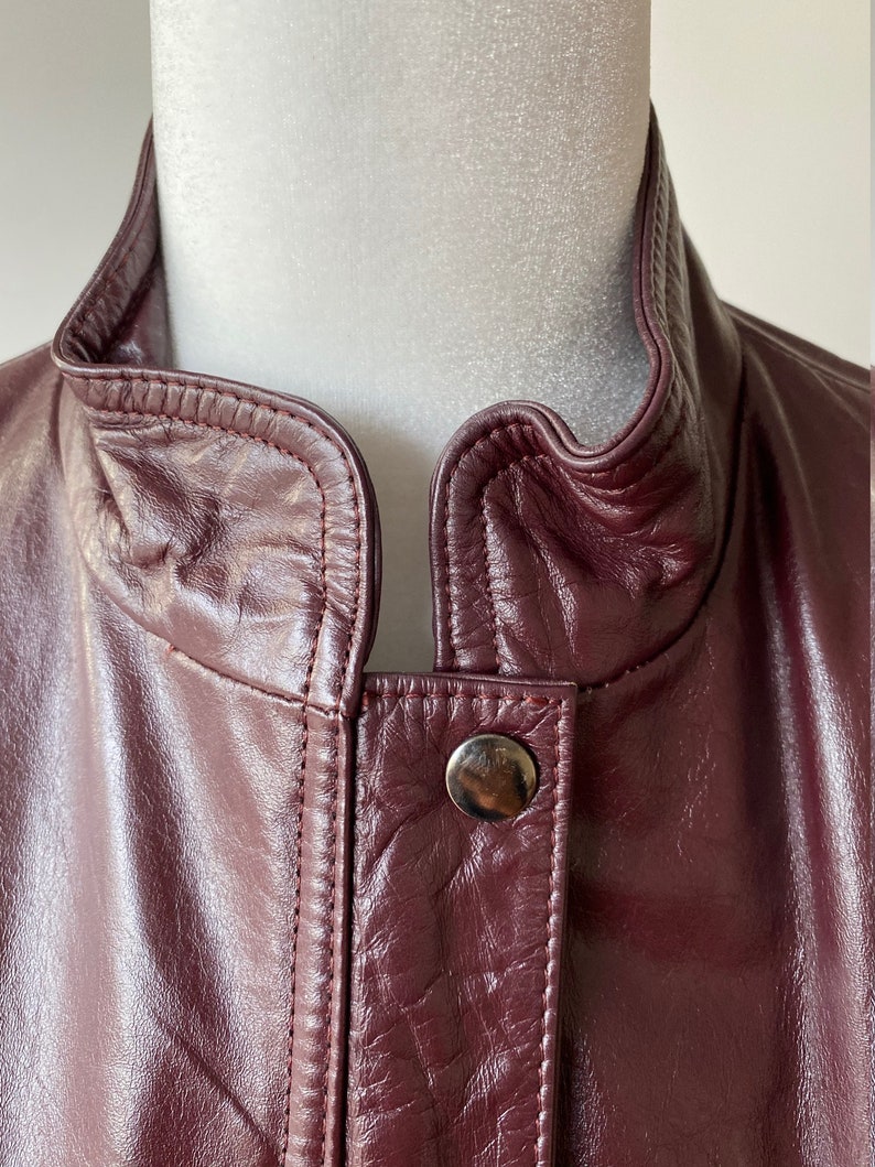 Vintage 80s Burgundy Leather Jacket image 5