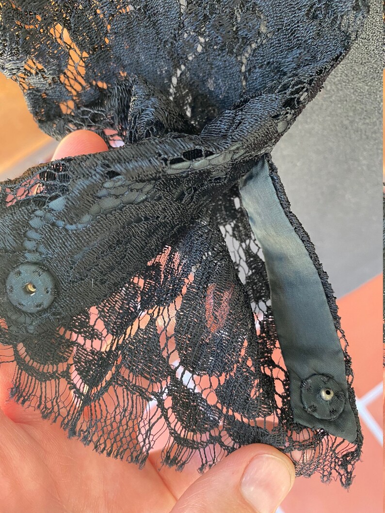 Vintage Hand Sewn Black Dress with Lace