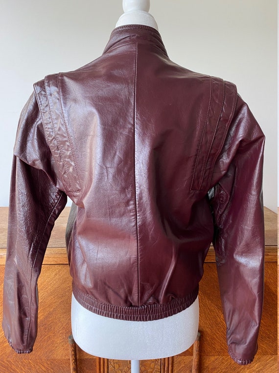 Vintage 80s Burgundy Leather Jacket - image 7