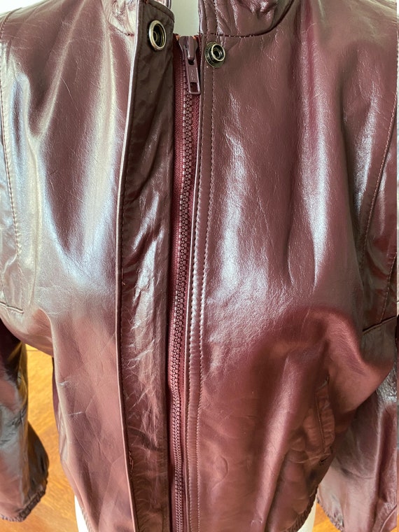 Vintage 80s Burgundy Leather Jacket - image 6