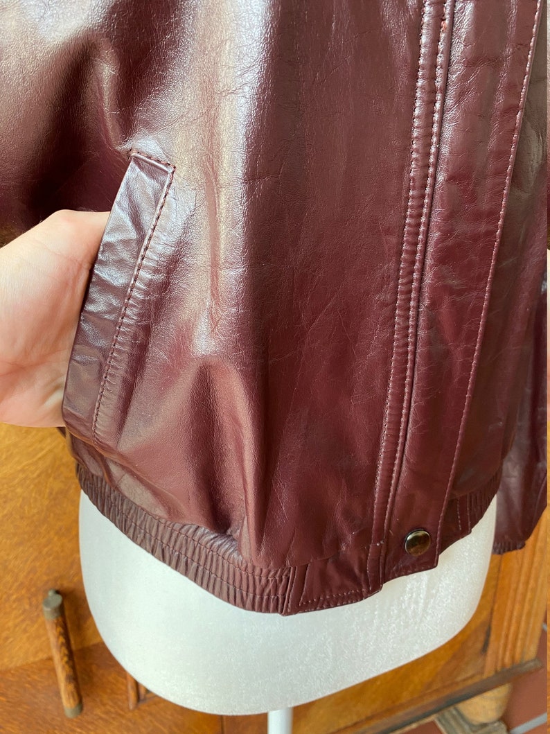 Vintage 80s Burgundy Leather Jacket image 3