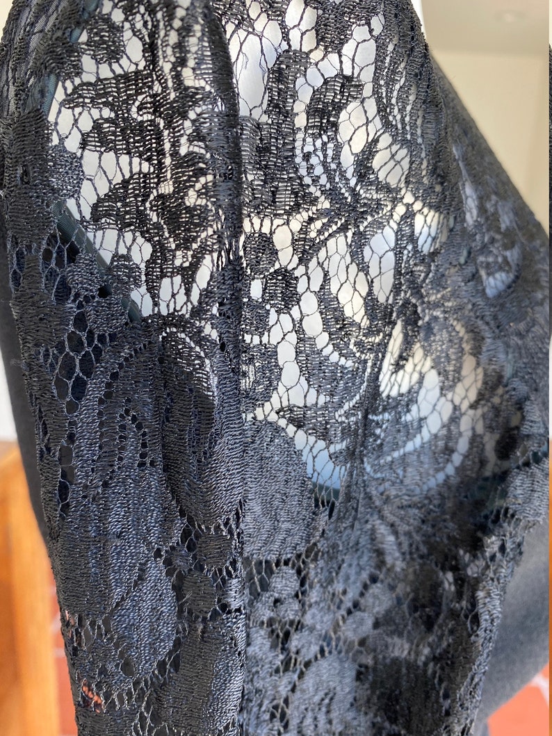 Vintage Hand Sewn Black Dress with Lace