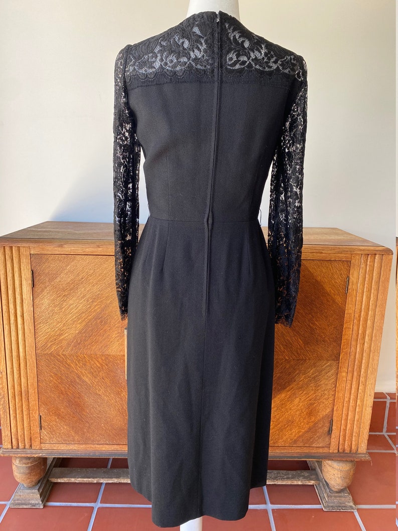 Vintage Hand Sewn Black Dress with Lace